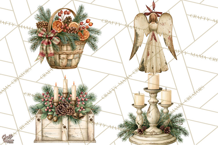 Vintage Farmhouse Christmas Decor PNG example image 1
