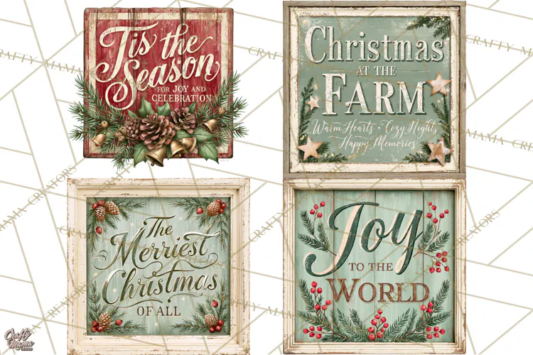 Farmhouse Christmas Signs PNG
