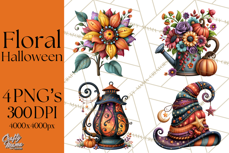 Halloween Floral Clipart PNG Spooky Flowers Images