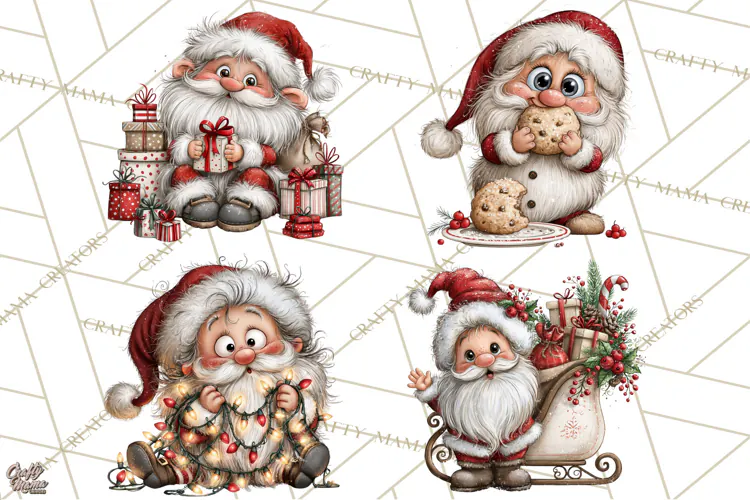 Santa Christmas Clipart, Cute Whimsical Santa PNG, Christmas