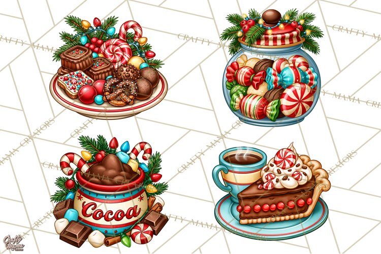 Cocoa Christmas Clipart, Chocolate Coffee Holiday PNG example image 1