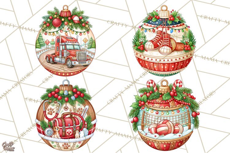 Sports Occupation Christmas Ornaments PNG Clipart example image 1