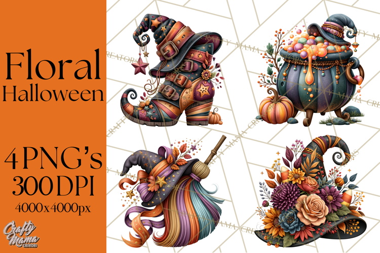 Halloween Floral Clipart PNG Spooky Flowers Images
