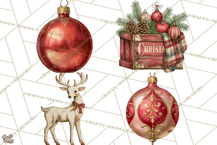 Vintage Farmhouse Christmas Decor PNG