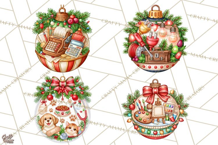 Sports Occupation Christmas Ornaments PNG Clipartt example image 1