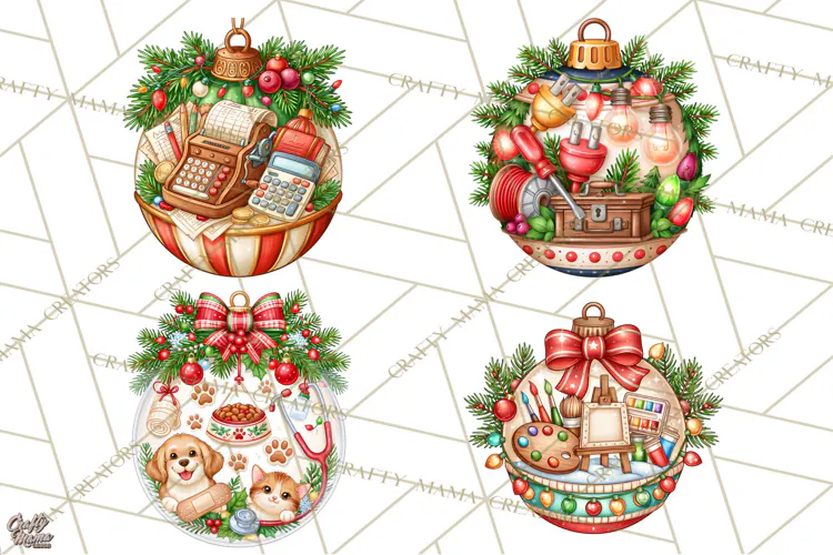 Sports Occupation Christmas Ornaments PNG Clipartt