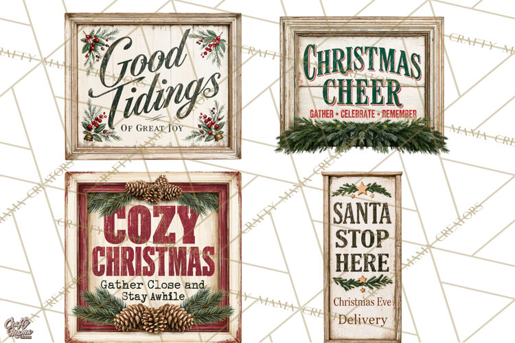 Farmhouse Christmas Signs PNG example image 1