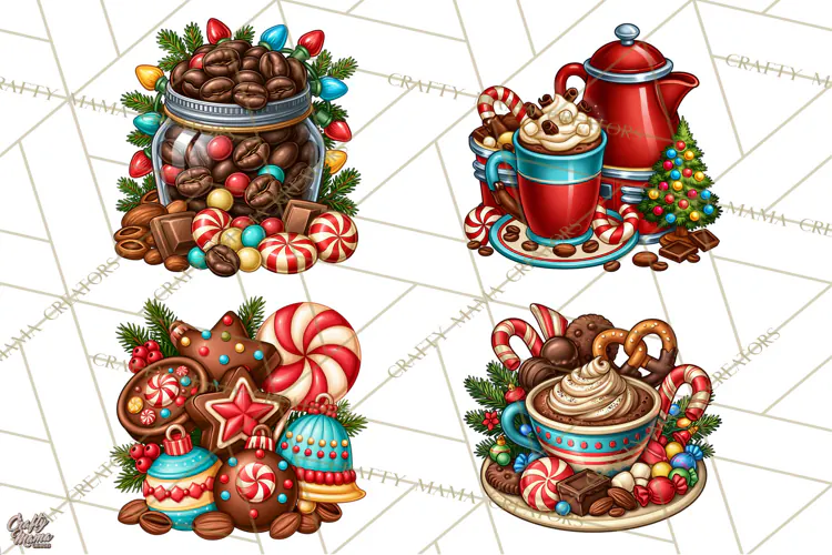 Cocoa Christmas Clipart, Chocolate Coffee Holiday PNG