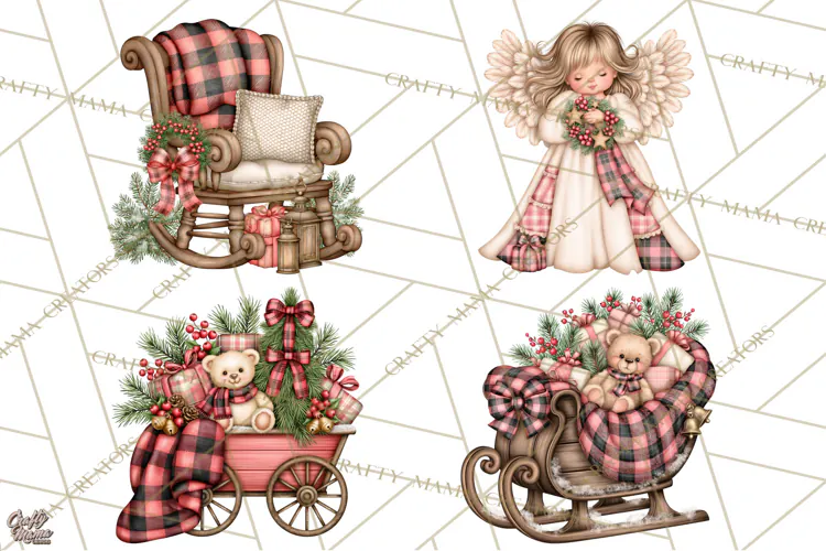 Buffalo Plaid Christmas PNG Clipart