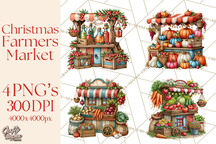 Christmas Farmers Market PNG Illustrations