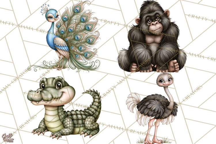Safari Clipart African Animals Watercolor PNG example image 1