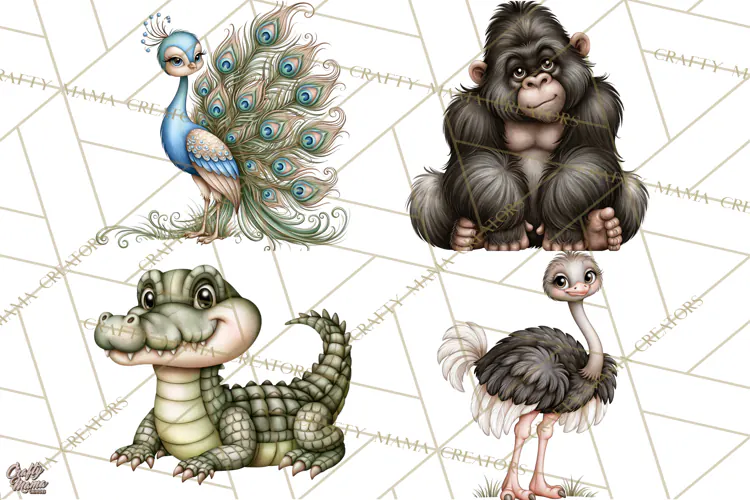 Safari Clipart African Animals Watercolor PNG