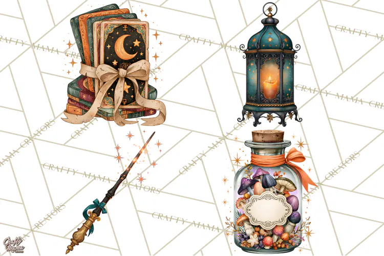 Vintage Witch Apothecary Clipart PNG, Halloween Magic