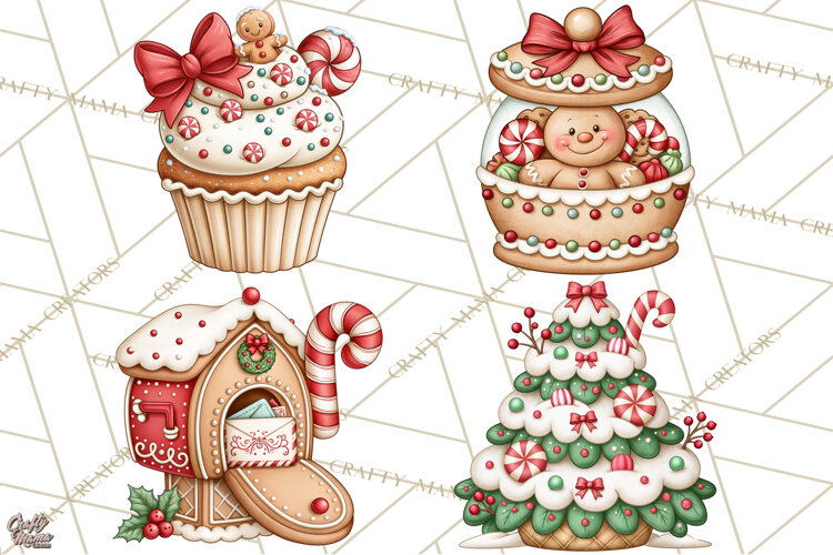 Downtown Gingerbread Town Accessories Clipart PNG example image 1