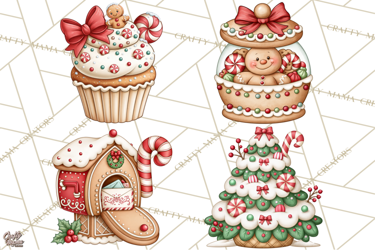 Downtown Gingerbread Town Accessories Clipart PNG