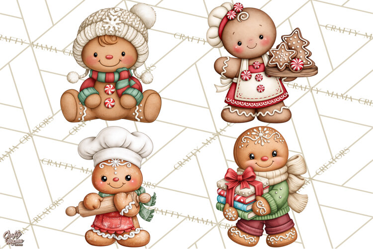 Downtown Gingerbread Town Characters Clipart PNG example image 1