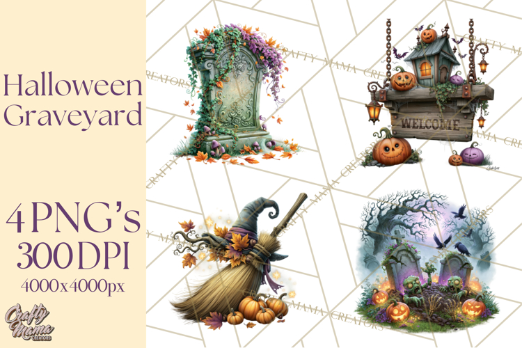 Halloween Graveyard Clipart PNG