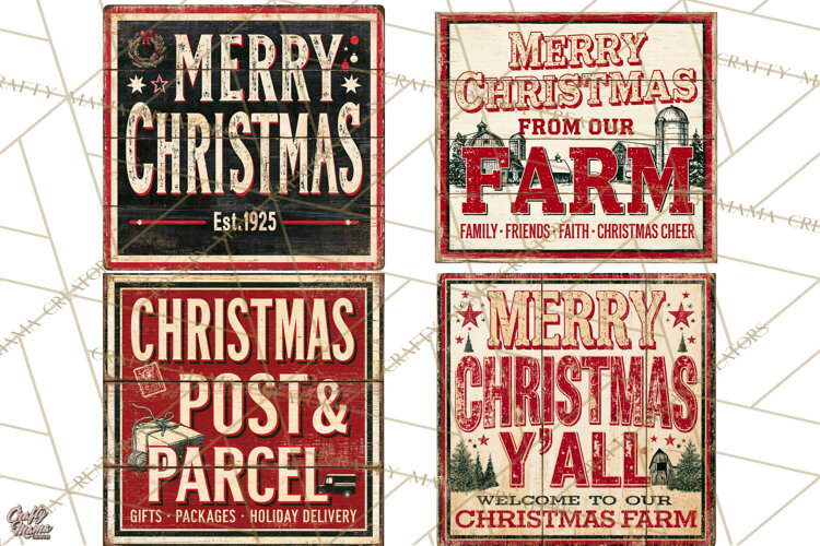 Vintage Christmas Signs Clipart PNG example image 1