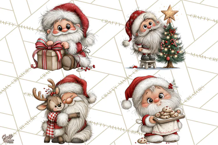 Santa Christmas Clipart, Cute Whimsical Santa PNG, Christmas