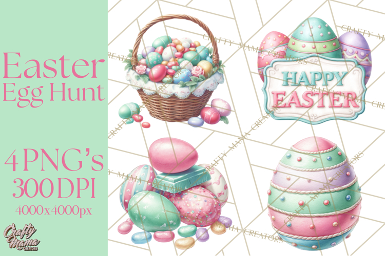 Easter Egg Hunt Clipart, Easter PNG, Sublimation Designs