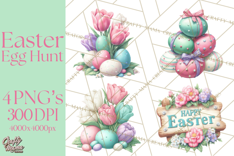 Easter Egg Hunt Clipart, Easter PNG, Sublimation Designs