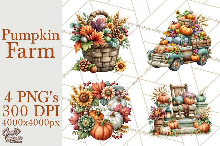 Fall Pumpkin Farm Clipart PNG Autumn Designs example image 1