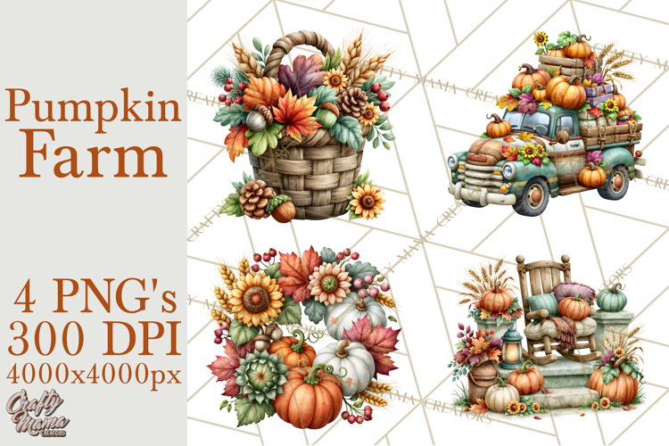 Fall Pumpkin Farm Clipart PNG Autumn Designs