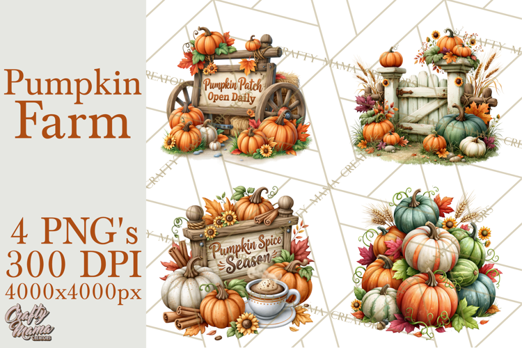 Fall Pumpkin Farm Clipart PNG Autumn Designs