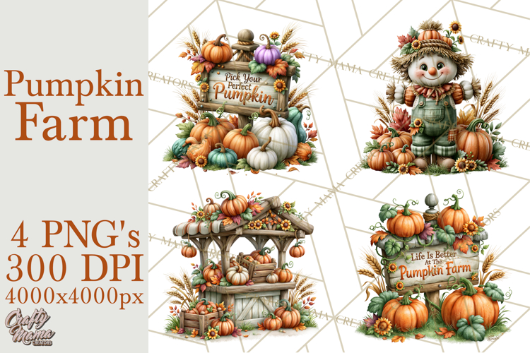 Fall Pumpkin Farm Clipart PNG Autumn Designs