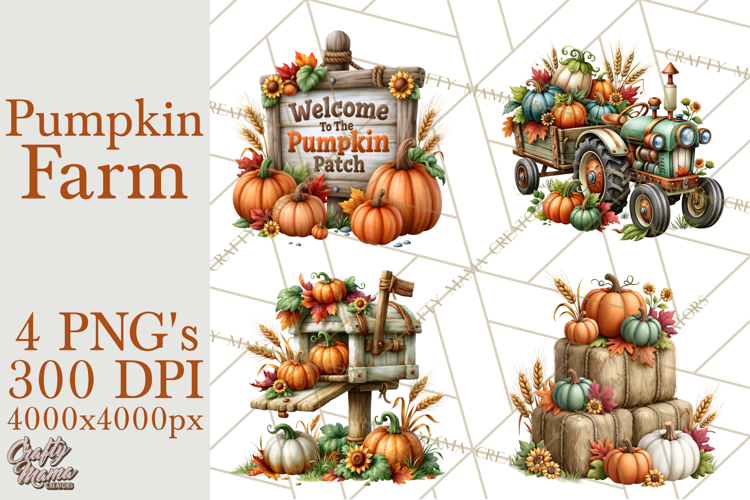 Fall Pumpkin Farm Clipart PNG Autumn Designs
