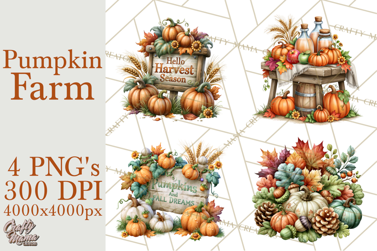 Fall Pumpkin Farm Clipart PNG Autumn Designs