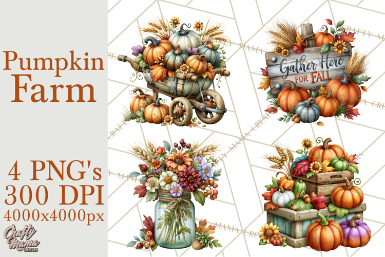 Fall Pumpkin Farm Clipart PNG Autumn Designs