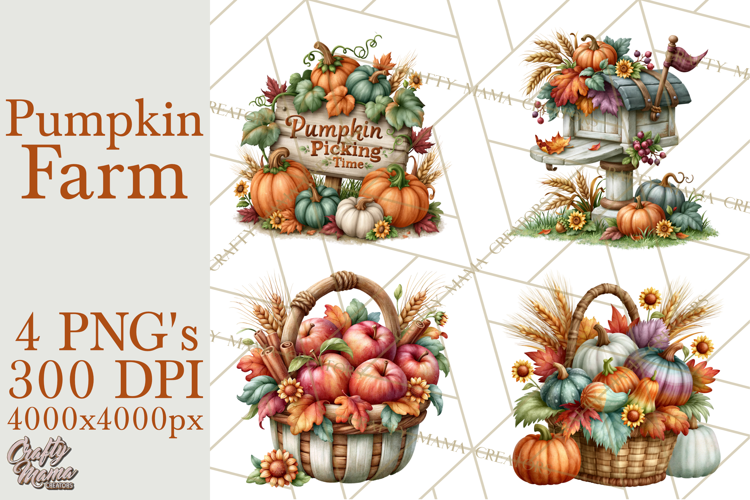 Fall Pumpkin Farm Clipart PNG Autumn Designs