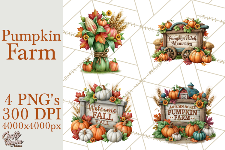 Fall Pumpkin Farm Clipart PNG Autumn Designs