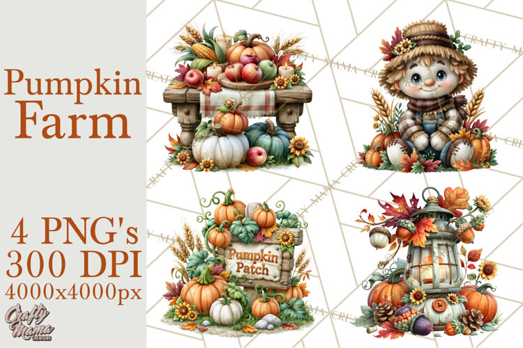 Fall Pumpkin Farm Clipart PNG Autumn Designs example image 1