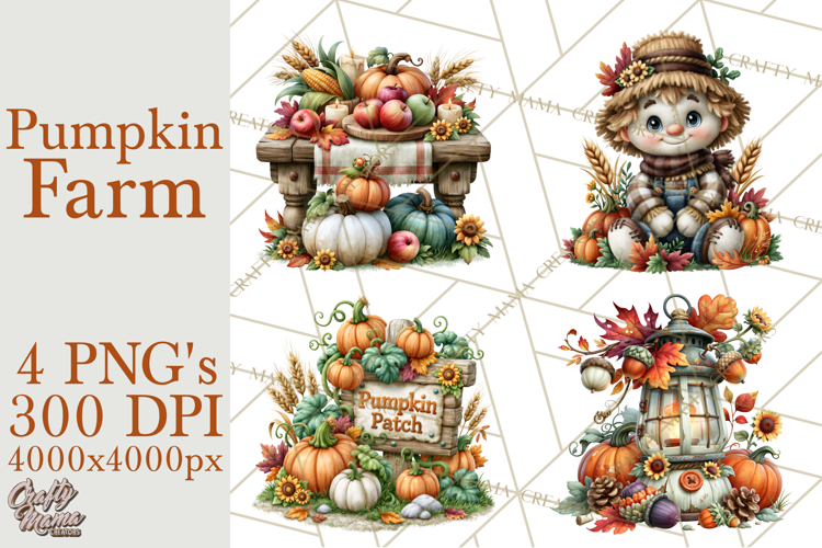 Fall Pumpkin Farm Clipart PNG Autumn Designs