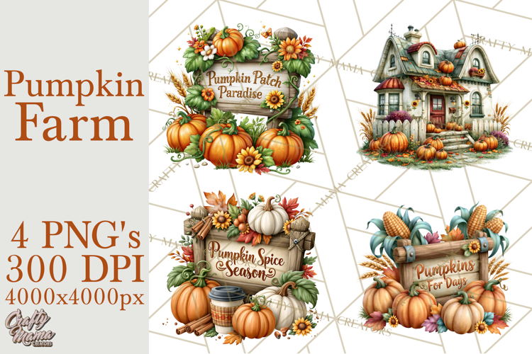 Fall Pumpkin Farm Clipart PNG Autumn Designs