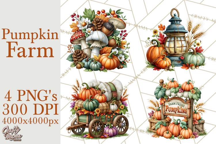 Fall Pumpkin Farm Clipart PNG Autumn Designs