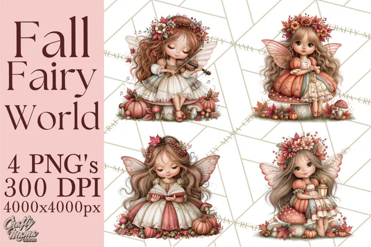 Enchanted Autumn Fairy World PNG, Fall Fairies