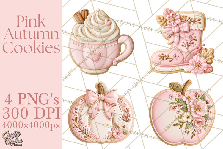 Pink Autumn Cookies Clipart PNG