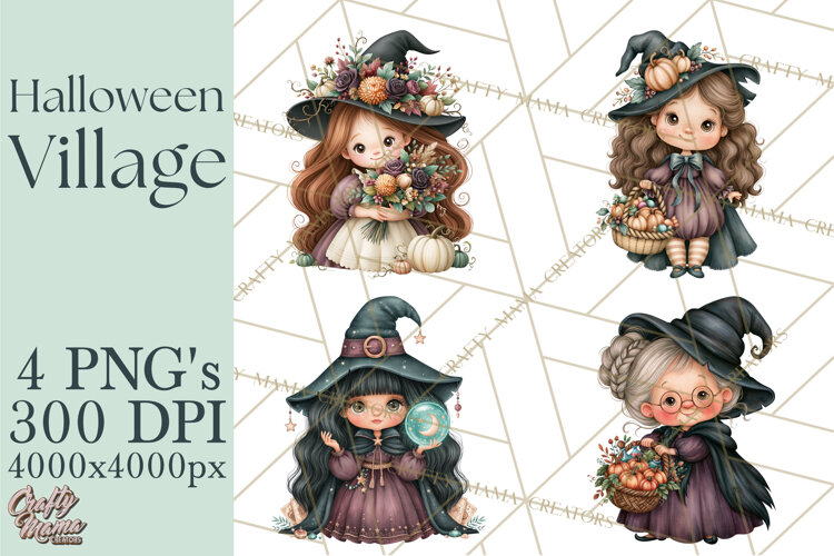 Halloween Village Clipart PNG, Spooky Cottage Town