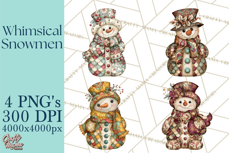 Whimsical Christmas Snowman Clipart PNG