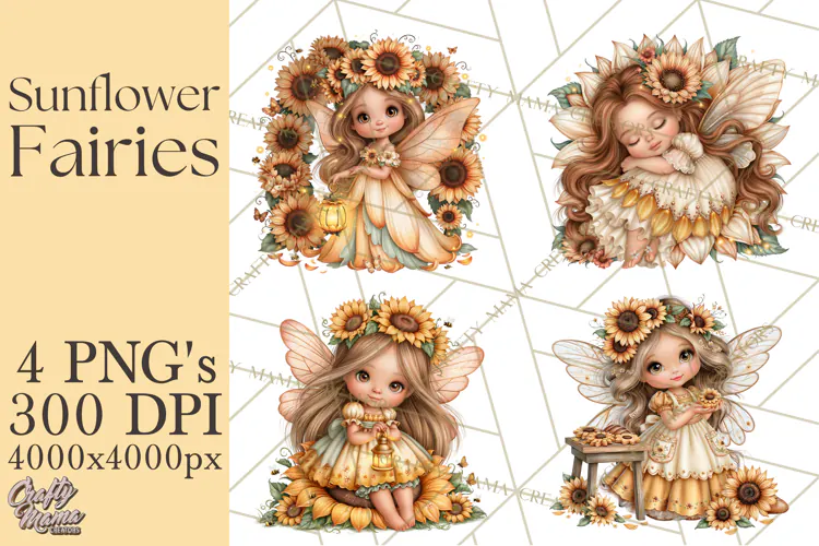 Sunflower Fairy World PNG, Fall Fairies