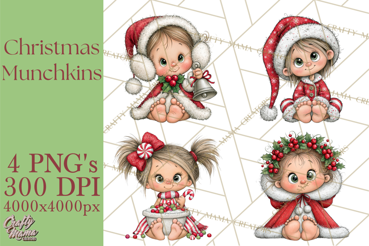 Christmas Munchkins Cute Holiday Clipart PNG