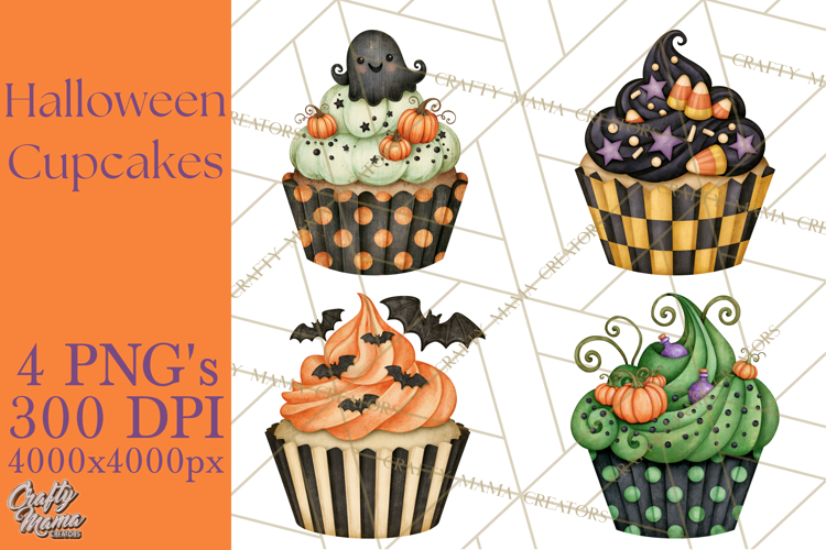 Halloween Cupcake Clipart PNG, Halloween Sweet Treats