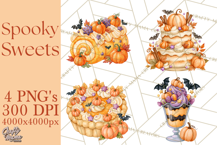 Spooky Halloween Desserts Clipart PNG