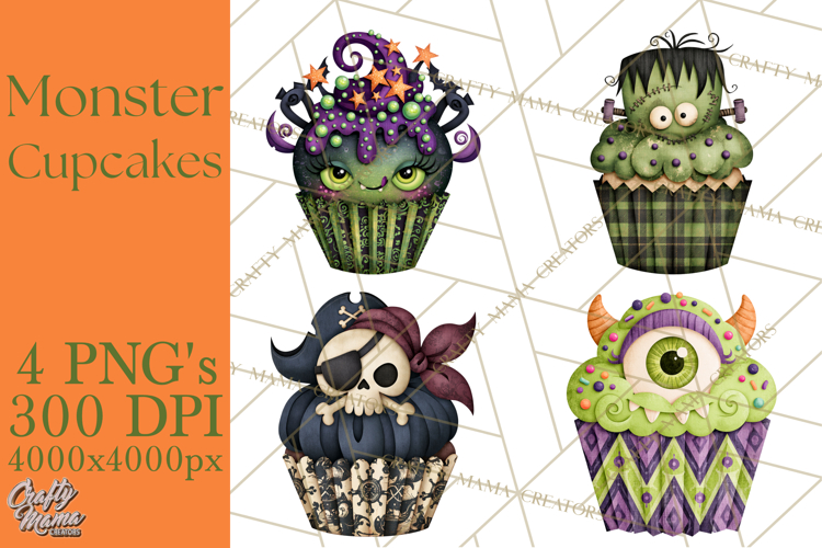 Halloween Monster Cupcake Clipart Png, Halloween Sweets