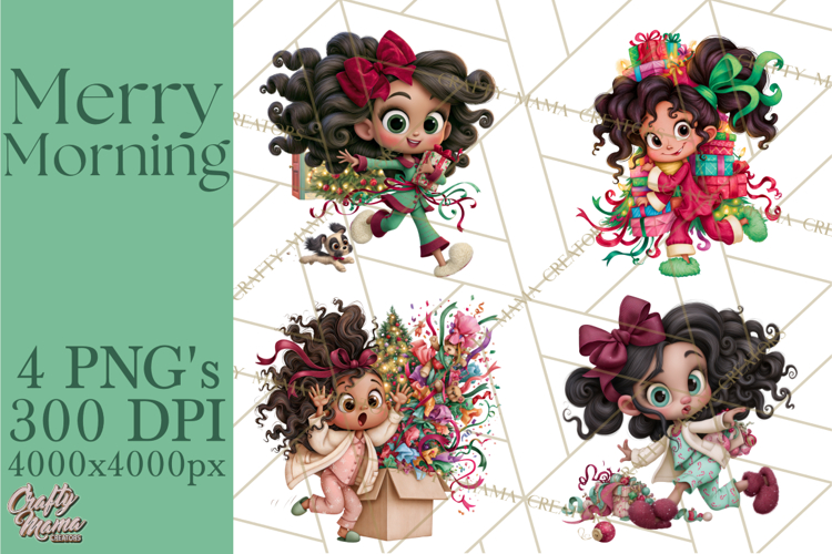 Christmas Morning Girls PNG Clipart, Pajama Characters
