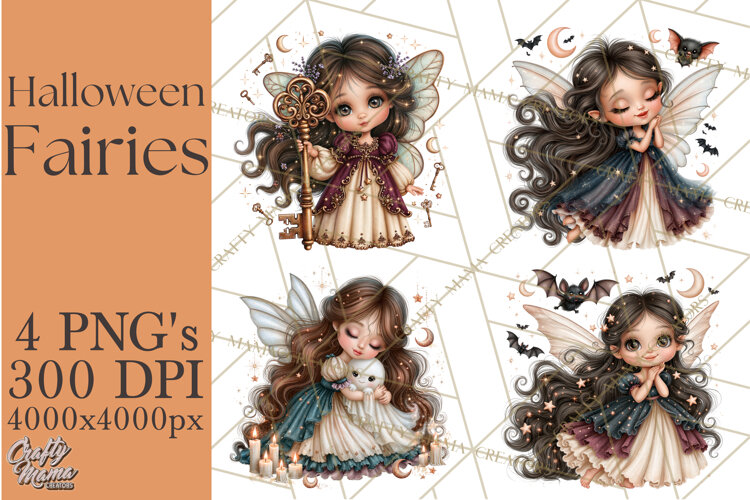 Midnight Halloween Fairy World PNG, Fall Fairies example image 1