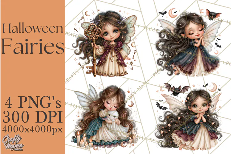 Midnight Halloween Fairy World PNG, Fall Fairies